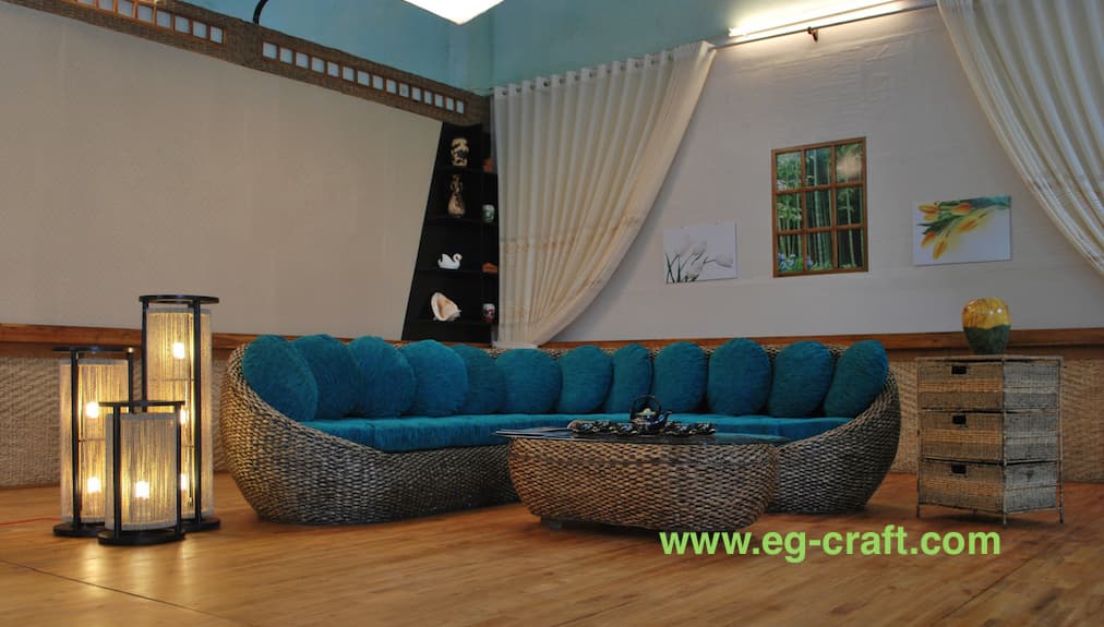 Indoor wicker sofa set for living room